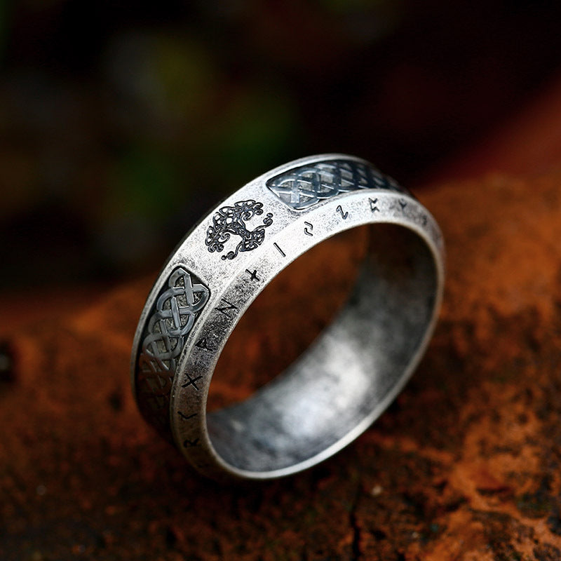 TREE OF LIFE KNOT STAINLESS STEEL VIKING BAND RING