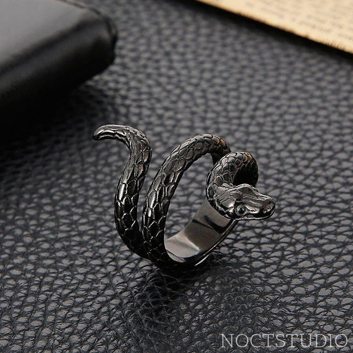 RETRO PUNK WINDING SNAKE COBRA STAINLESS STEEL RING