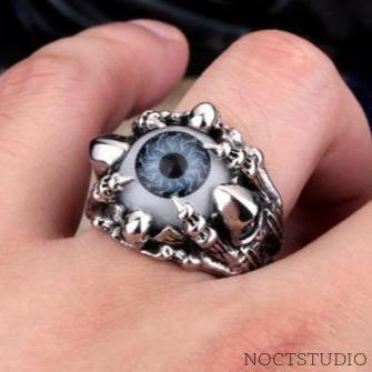 GREEK EVIL EYE STAINLESS STEEL BIKER RING