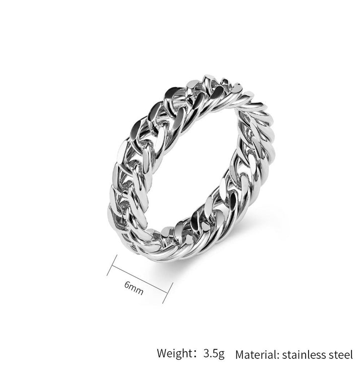 MINIMALIST DOUBLE WEAVE CHAIN STAINLESS STEEL RING