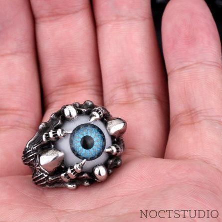 GREEK EVIL EYE STAINLESS STEEL BIKER RING