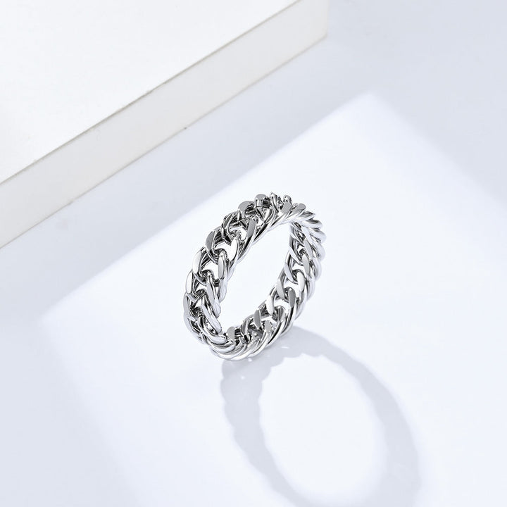 MINIMALIST DOUBLE WEAVE CHAIN STAINLESS STEEL RING