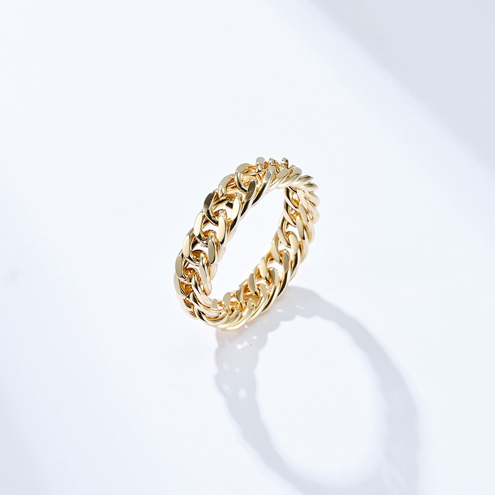 MINIMALIST DOUBLE WEAVE CHAIN STAINLESS STEEL RING