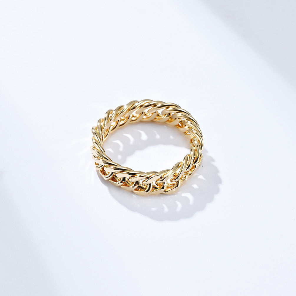 MINIMALIST DOUBLE WEAVE CHAIN STAINLESS STEEL RING