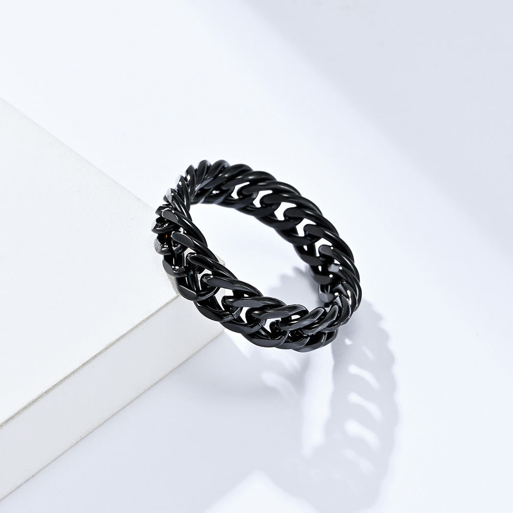 MINIMALIST DOUBLE WEAVE CHAIN STAINLESS STEEL RING