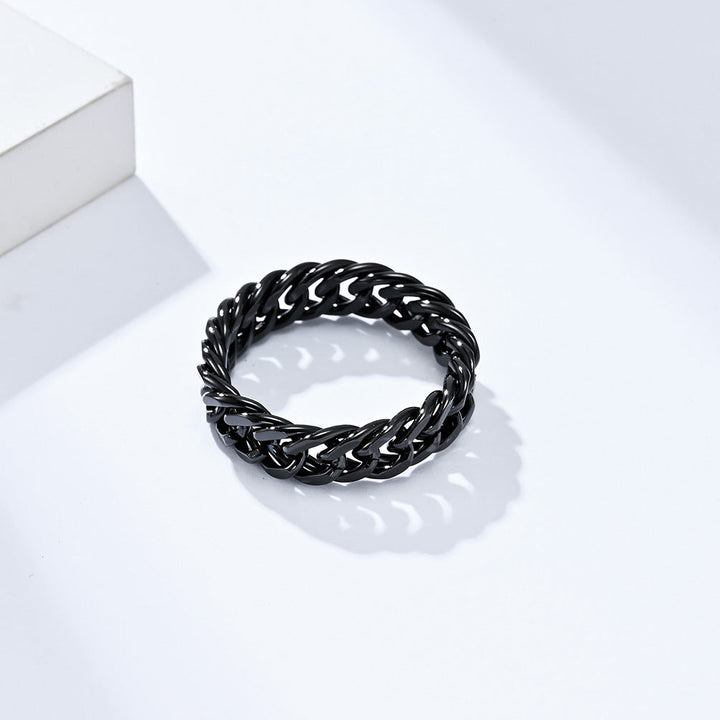 MINIMALIST DOUBLE WEAVE CHAIN STAINLESS STEEL RING