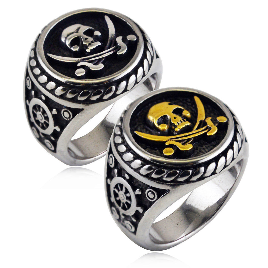 RETRO PIRATE STAINLESS STEEL SKULL RING