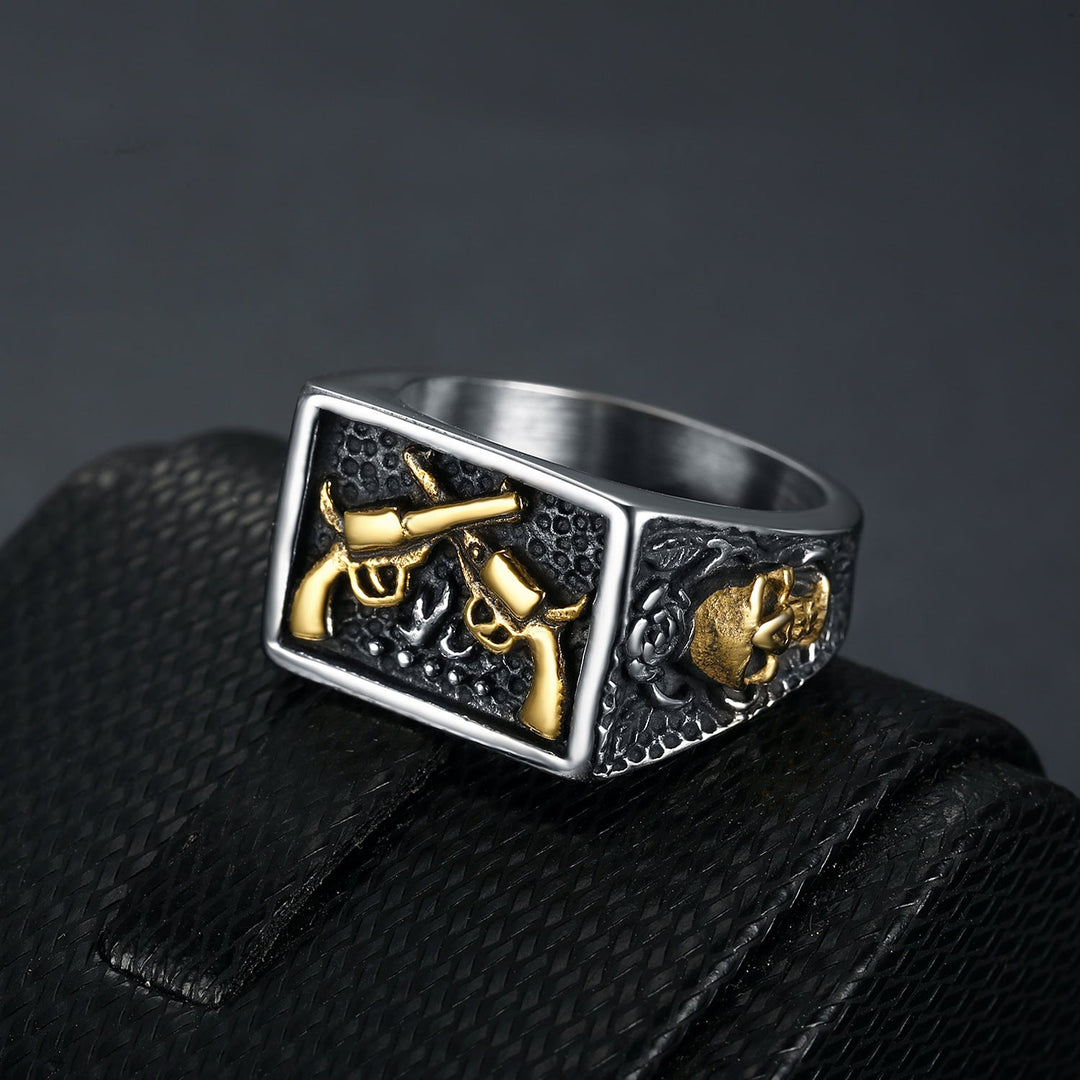 DOUBLE GUNS STAINLESS STEEL RING