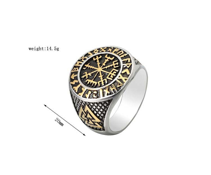 FUTHARK RUNES COMPASS VIKING RING