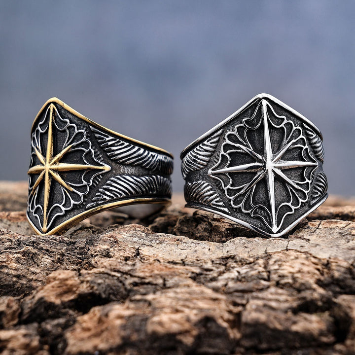 8 POINT STAR STAINLESS STEEL RING