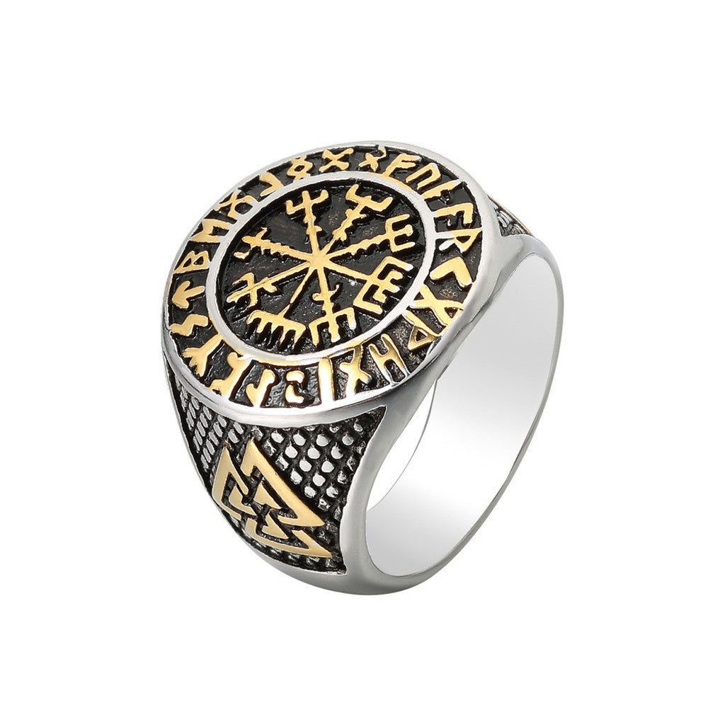 FUTHARK RUNES COMPASS VIKING RING