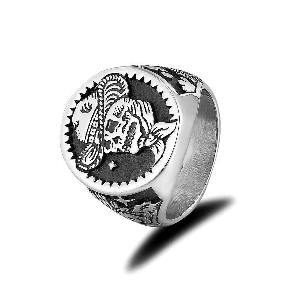 PUNK COWBOY SKULL STAINLESS STEEL RING