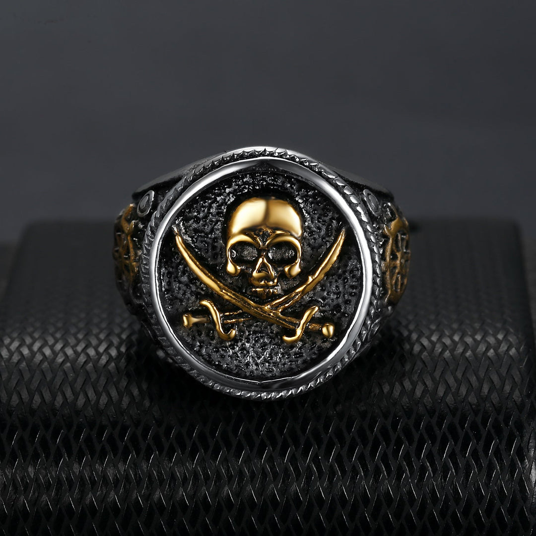 RETRO PIRATE STAINLESS STEEL SKULL RING