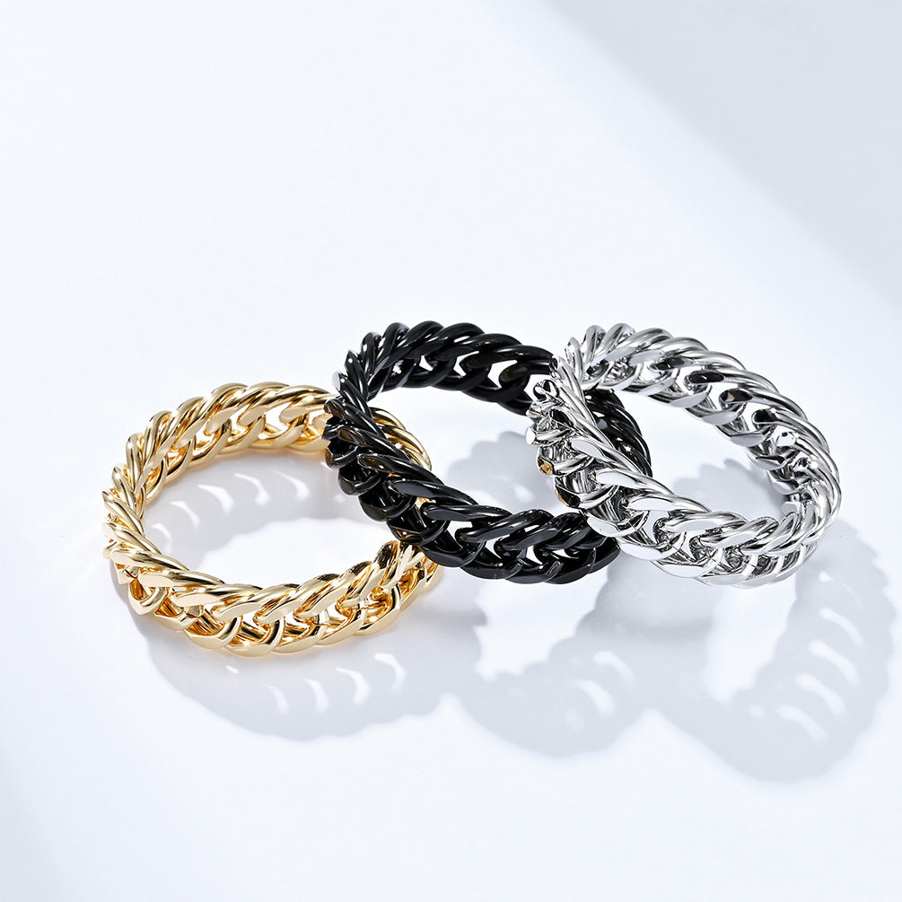 MINIMALIST DOUBLE WEAVE CHAIN STAINLESS STEEL RING