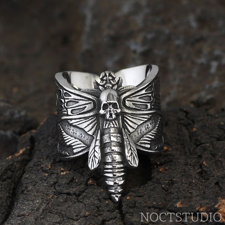 DEATH HEAD MOTH STAINLESS STEEL SKULL RING