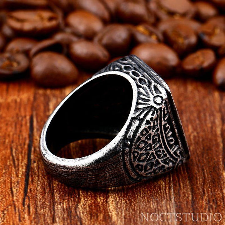 RETRO SIMPLE STAINLESS STEEL ENGRAVED RING