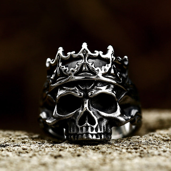 SKELETON KING CROWN STAINLESS STEEL SKULL RING