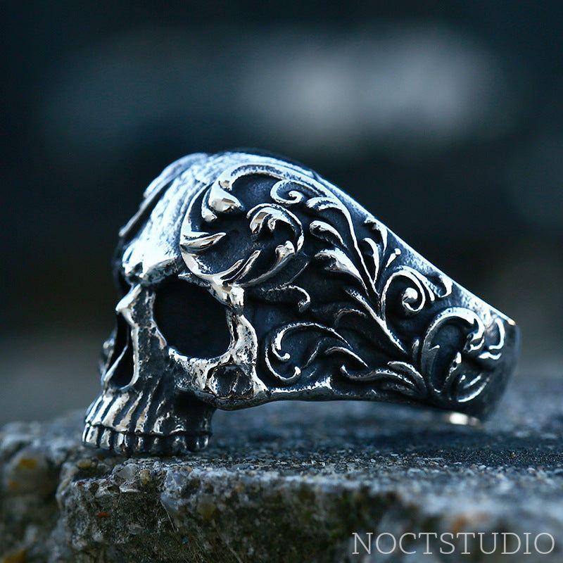 VINTAGE PATTERN STAINLESS STEEL SKULL RING