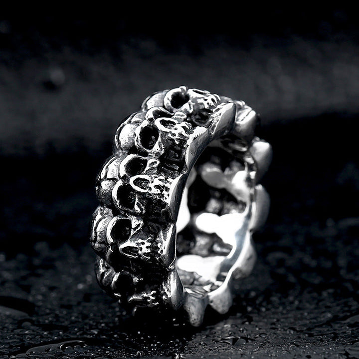 SURROUNDED TITANIUM STAINLESS STEEL SKULL RING