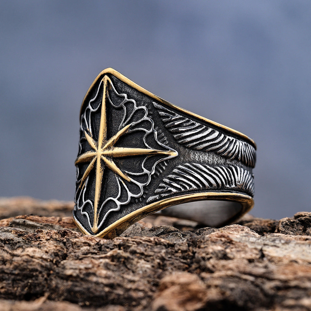 8 POINT STAR STAINLESS STEEL RING