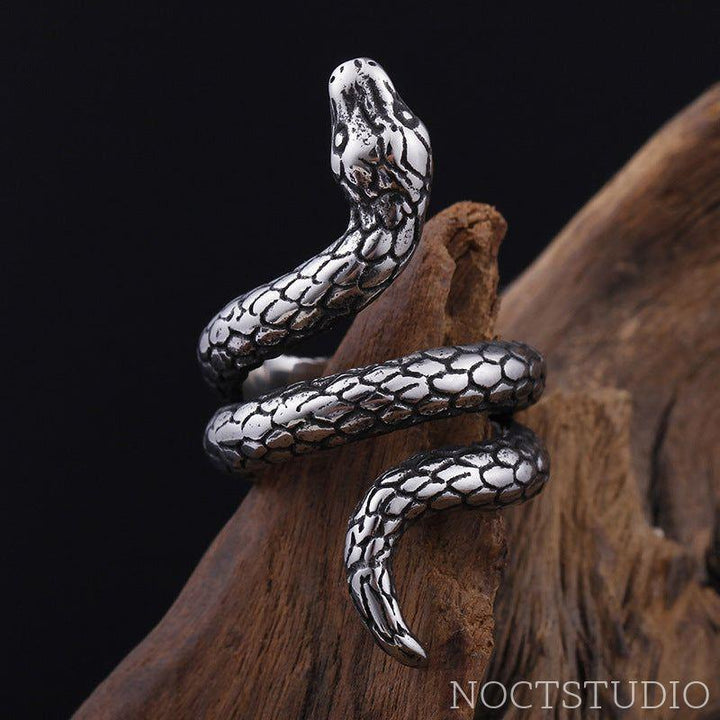 RETRO PUNK WINDING SNAKE COBRA STAINLESS STEEL RING