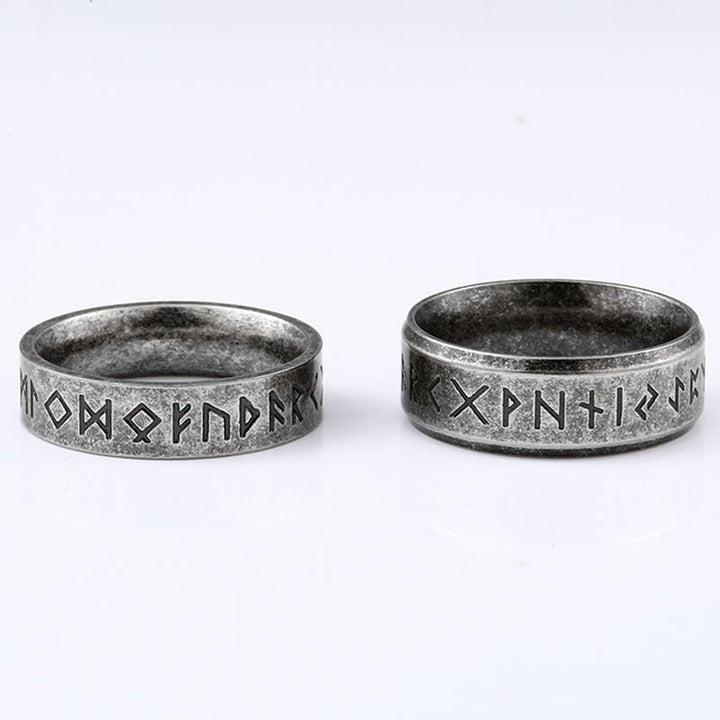 VINTAGE VIKING RUNES STAINLESS STEEL RING