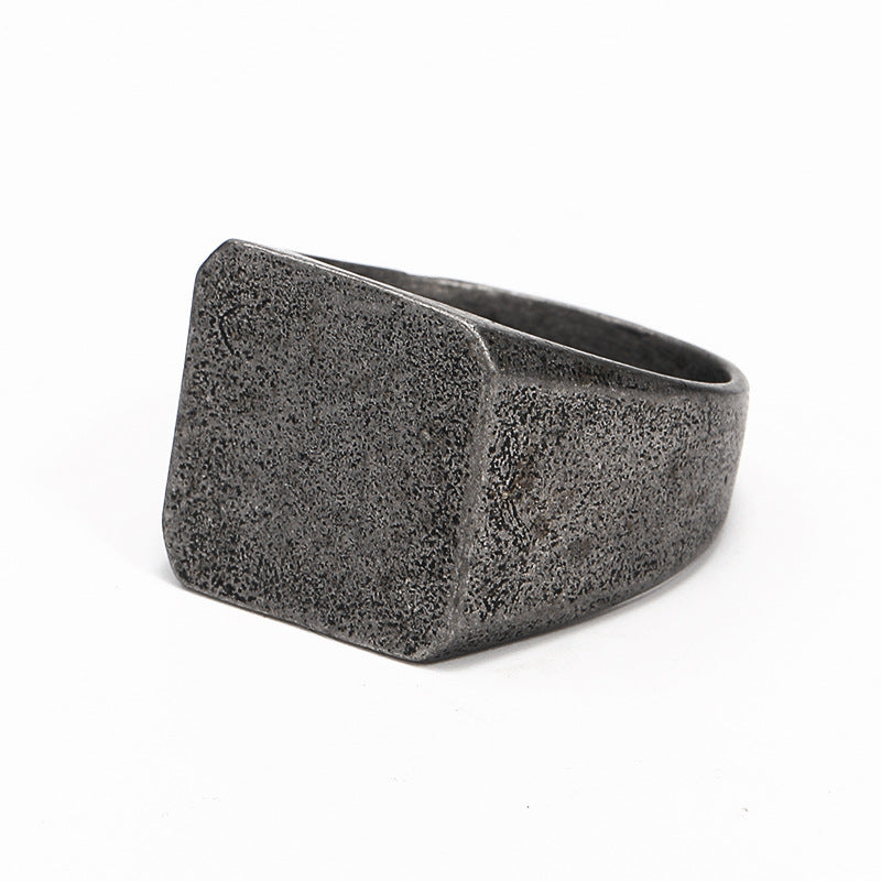 RETRO SIMPLE PLAIN STAINLESS STEEL SQUARE RING