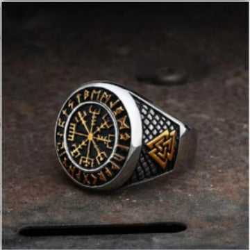 FUTHARK RUNES COMPASS VIKING RING