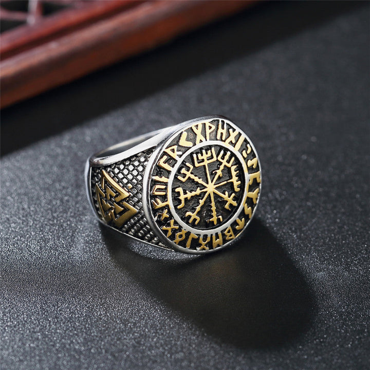 FUTHARK RUNES COMPASS VIKING RING