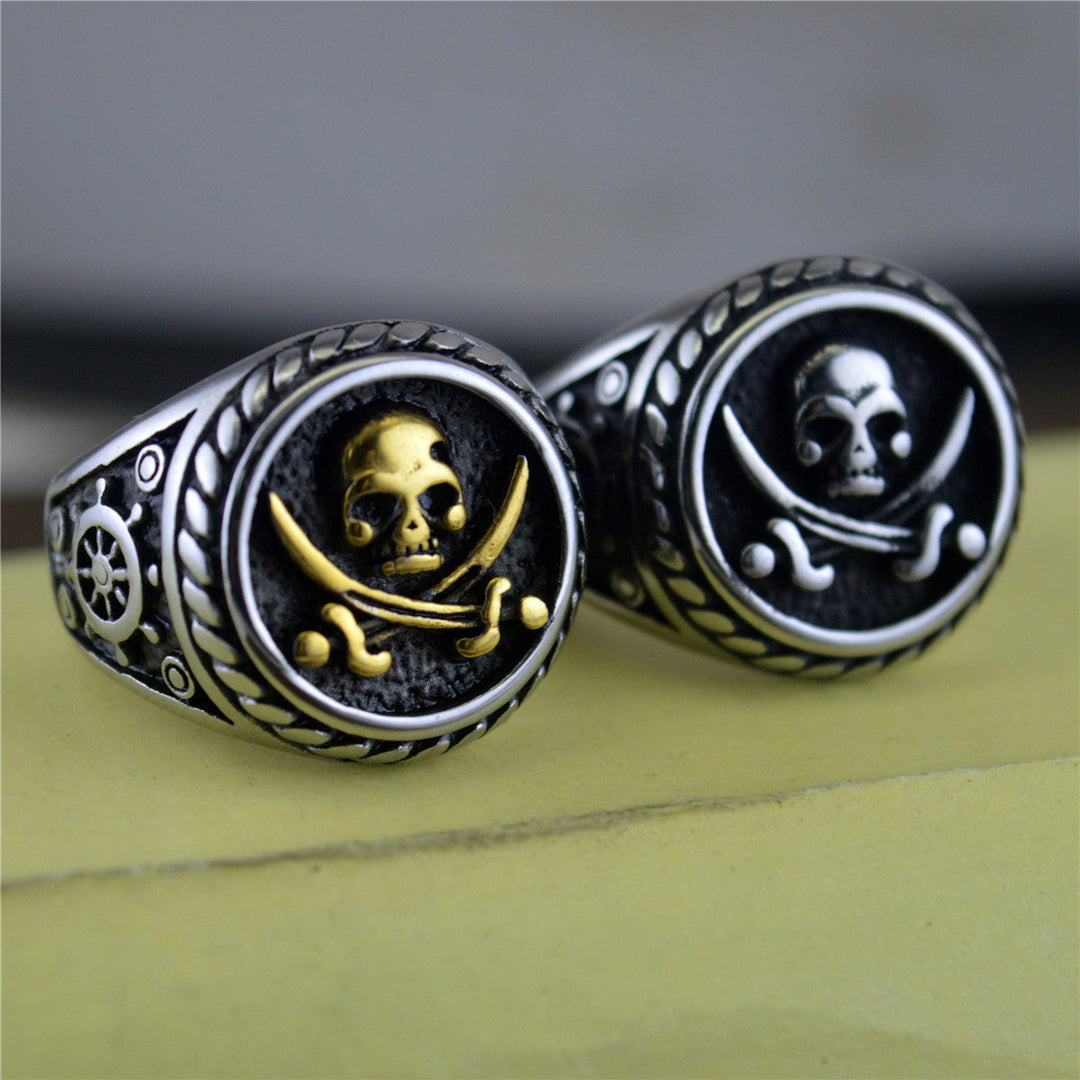 RETRO PIRATE STAINLESS STEEL SKULL RING