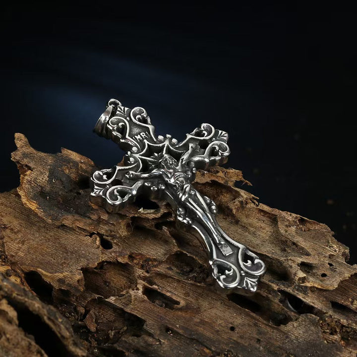 INRI BUDDED CROSS STAINLESS STEEL PENDANT