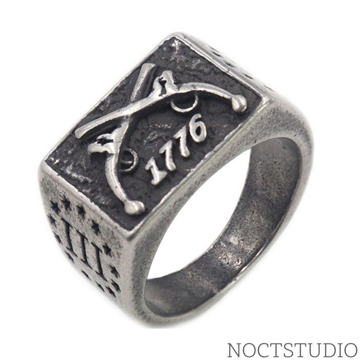 1776 CROSSED GUNS STAINLESS STEEL RING