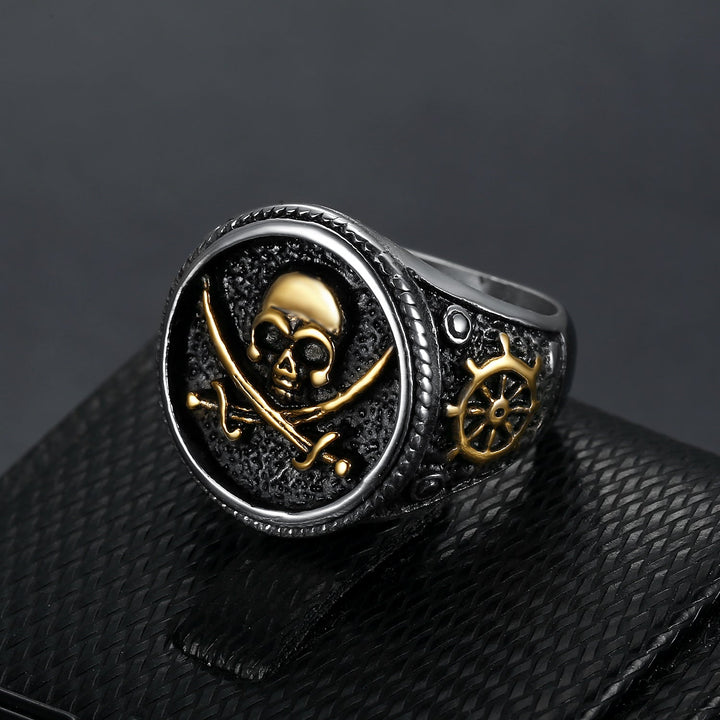 RETRO PIRATE STAINLESS STEEL SKULL RING