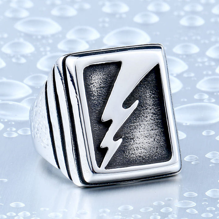 LIGHTNING BOLT STAINLESS STEEL RING