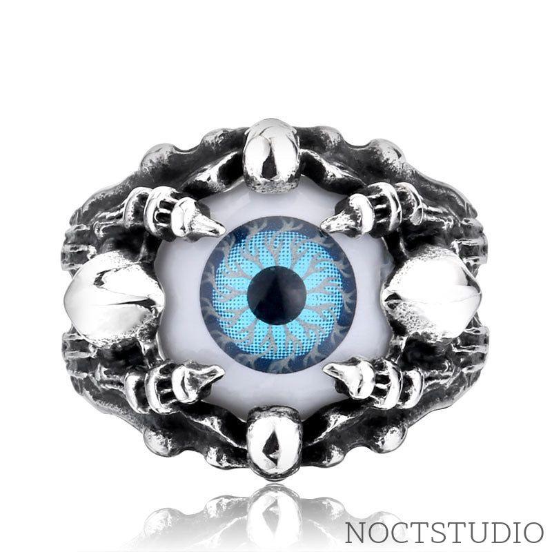 GREEK EVIL EYE STAINLESS STEEL BIKER RING