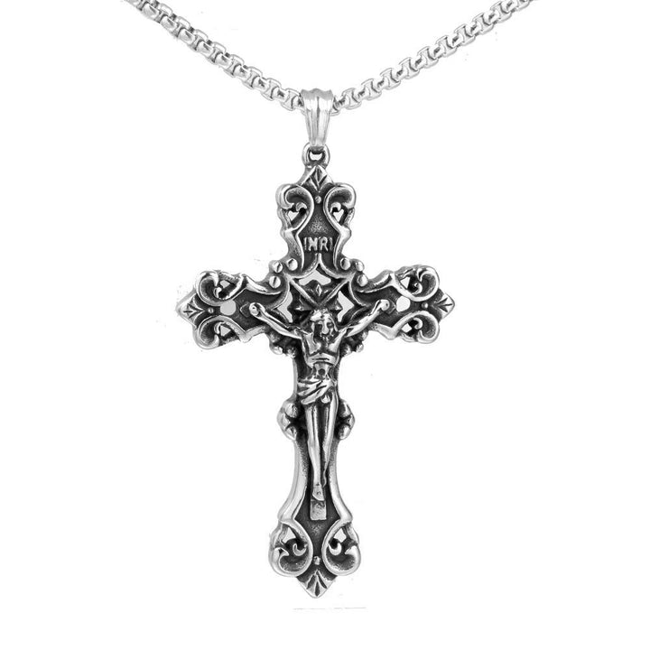 INRI BUDDED CROSS STAINLESS STEEL PENDANT