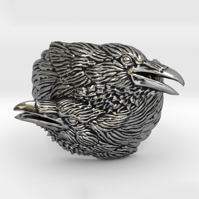 ODIN RAVENS HUGINN AND MUNIN STAINLESS STEEL VIKING RING