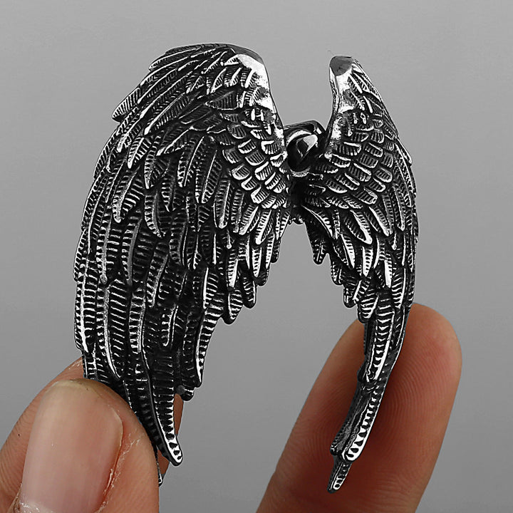 VINTAGE ANGEL WINGS STAINLESS STEEL PENDANT