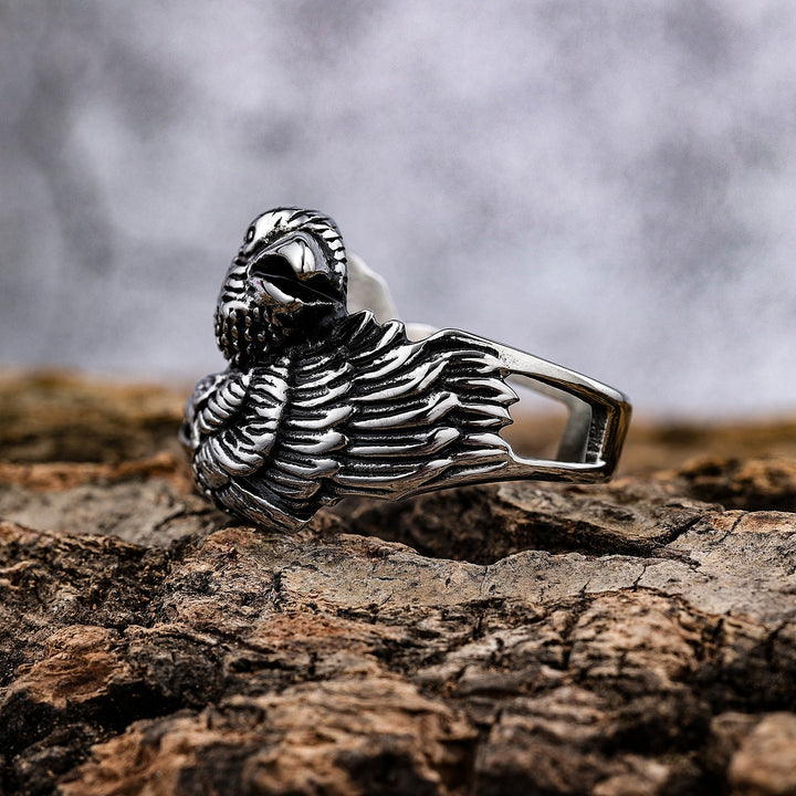 ODIN RAVENS HUGINN AND MUNIN STAINLESS STEEL VIKING RING