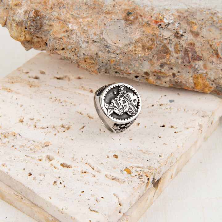 PUNK COWBOY SKULL STAINLESS STEEL RING