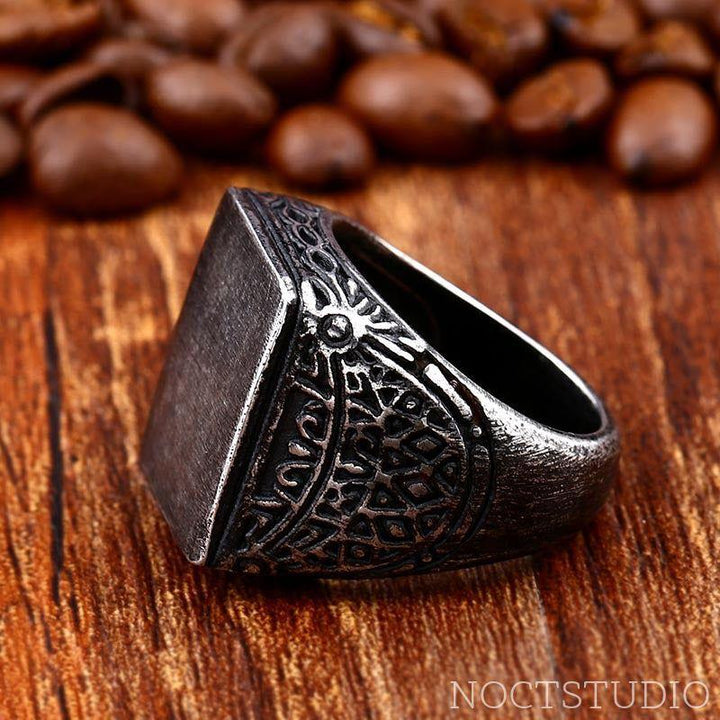 RETRO SIMPLE STAINLESS STEEL ENGRAVED RING