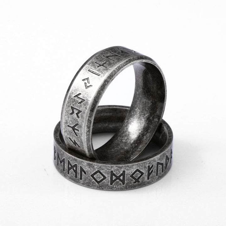 VINTAGE VIKING RUNES STAINLESS STEEL RING