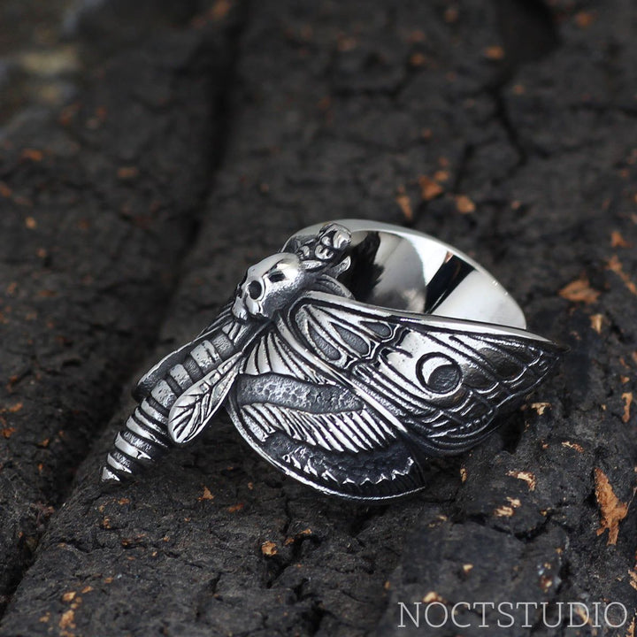 DEATH HEAD MOTH STAINLESS STEEL SKULL RING