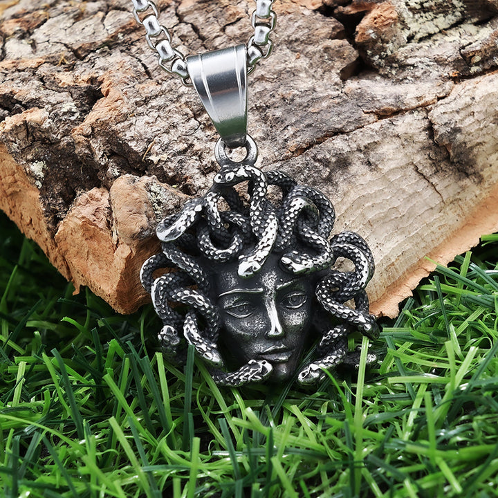 GREEK MEDUSA STAINLESS STEEL PENDANT