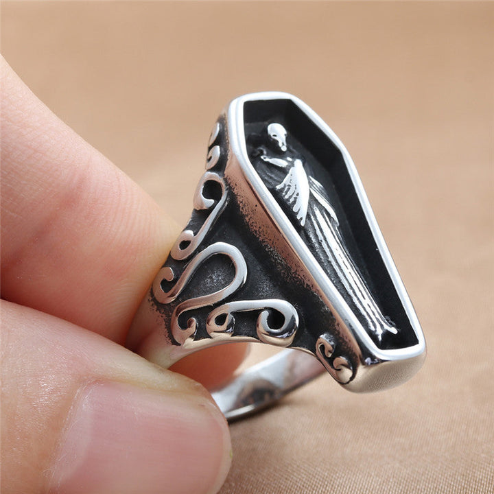 VAMPIRE COFFIN STAINLESS STEEL SKULL RING