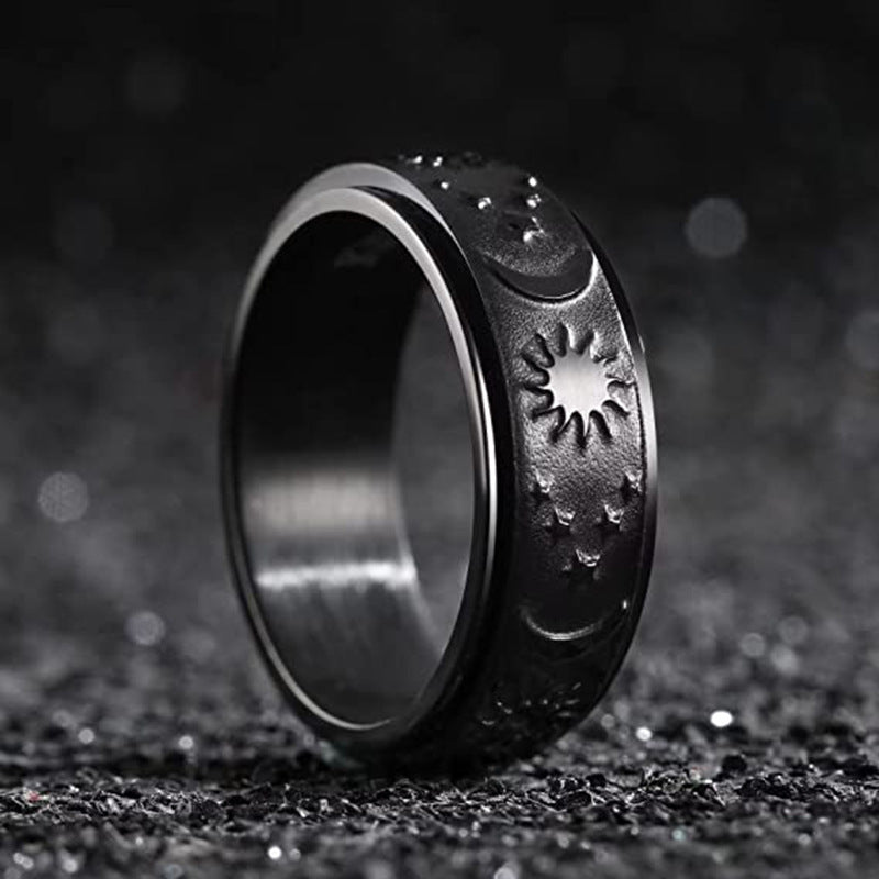 MOON STAR SUN STAINLESS STEEL SPINNER RING