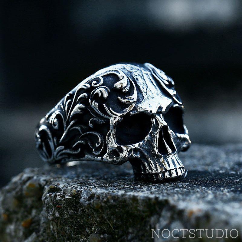 VINTAGE PATTERN STAINLESS STEEL SKULL RING