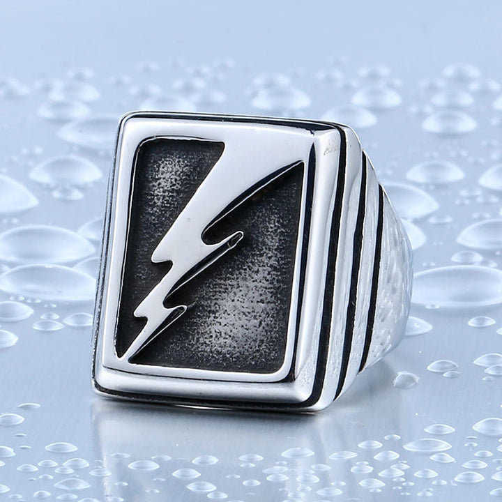 LIGHTNING BOLT STAINLESS STEEL RING