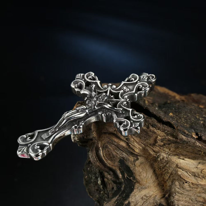 INRI BUDDED CROSS STAINLESS STEEL PENDANT