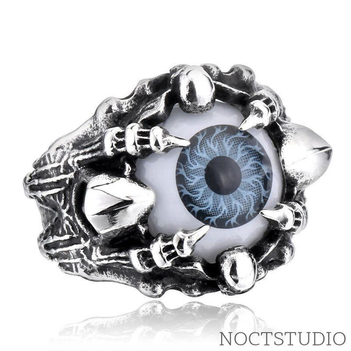 GREEK EVIL EYE STAINLESS STEEL BIKER RING